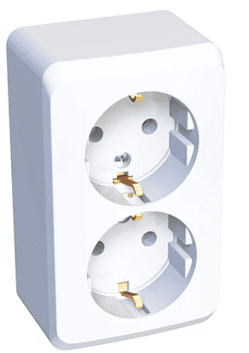 Розетка РА 16-007В ОП белая с/з 2-ая