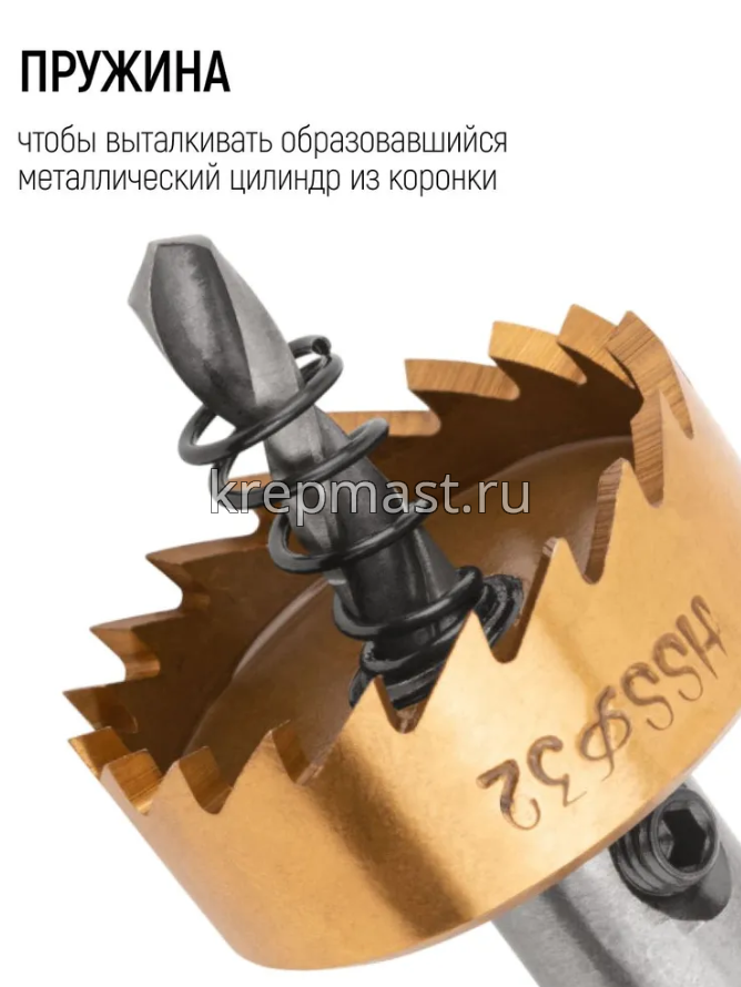 Коронка кольцевая по металлу, HSS сталь, титановое покрытие 32 мм FIT