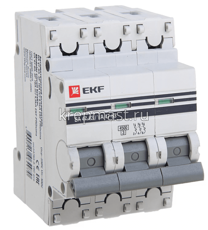 Авт.выключатель ВА 47- 63, 3Р 63А 4,5кА х-ка С