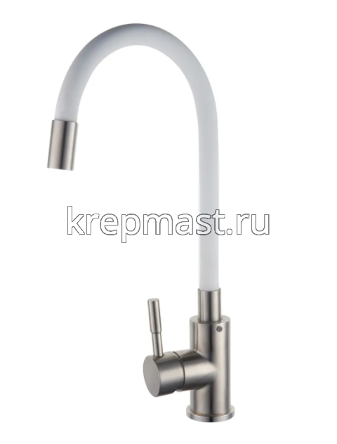Смеситель д/кухни SUS124W-016F с высоким гибким изливом НЕРЖАВЕЮЩИЙ