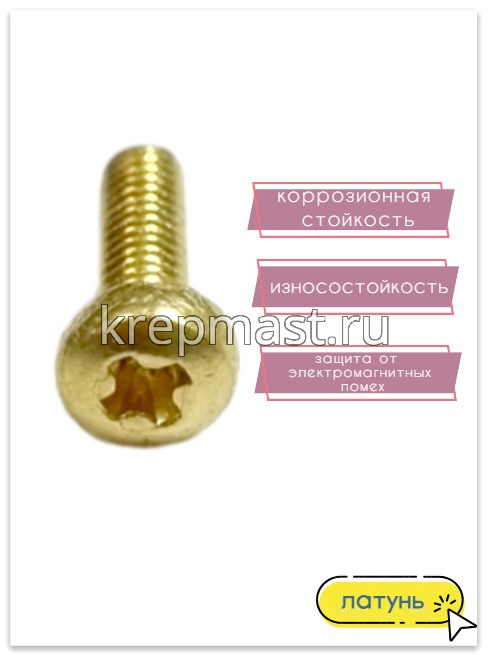 Винт п/цил 2,5 х 8 DIN 7985 латунь