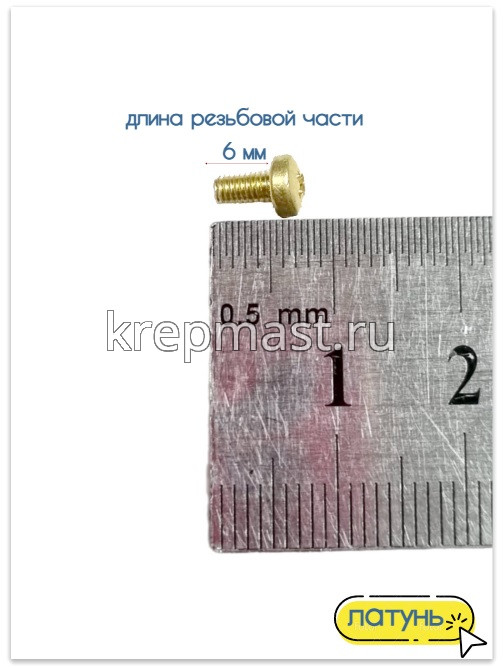 Винт п/цил 3,0 х 6 DIN 7985 латунь