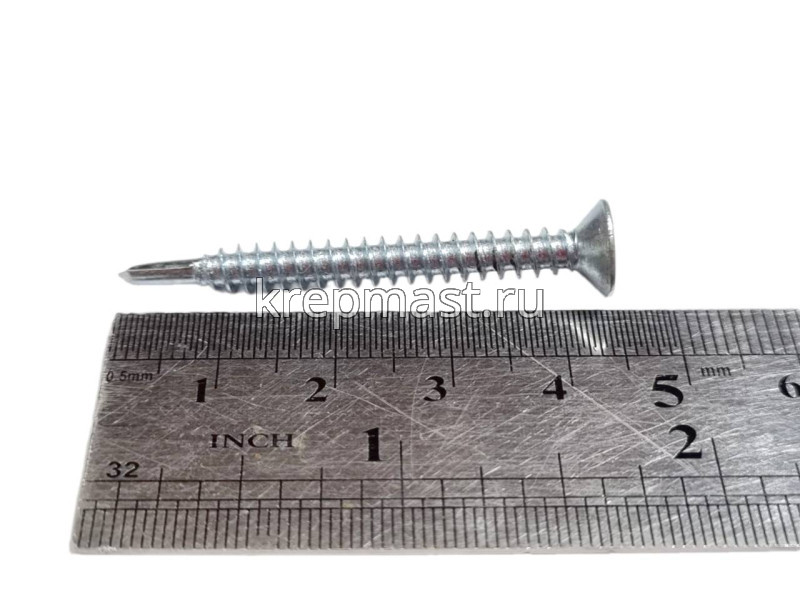Саморез кров. б/шайбы DIN 7504 P 4,8х45 потай. - сверло оцинк.