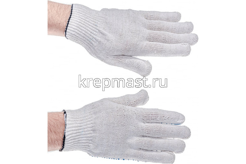 Перчатки 5-ниточные х/б ПВХ