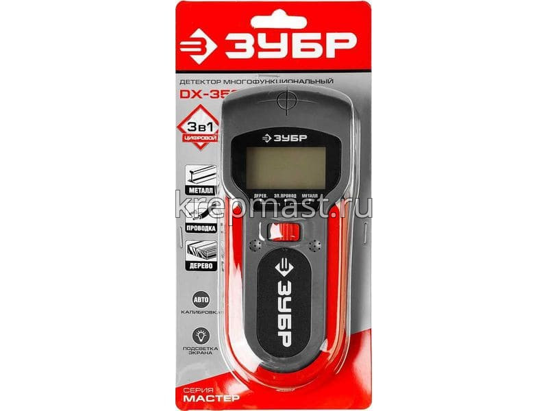 Металлодетектор ЗУБР металл 38мм, проводка 50мм, дерево 19мм