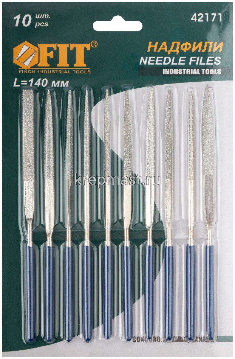 Надфили FIT алмазные, ПВХ рук. 3х140х50мм 10шт