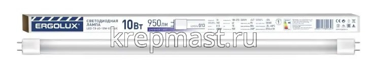 Лампа линейная 10Вт 6500К LED-Т8-60-10W-G13-6K