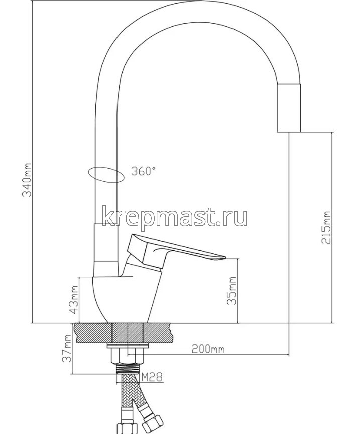 Смеситель д/кухни B8274-10F-E307A латунь