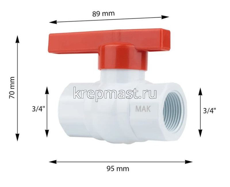 Кран шар 3/4 М/М рычаг п/п МАК 472