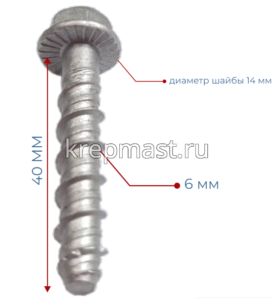 Шуруп по бетону PBW 6х 40мм (7,5х40мм шестигран.гол с п/ш)